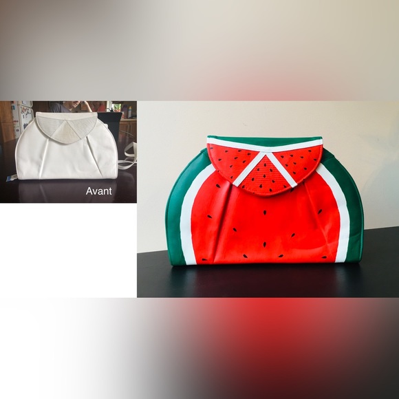 Small hand-painted crossbody bag - Picture 2 of 7